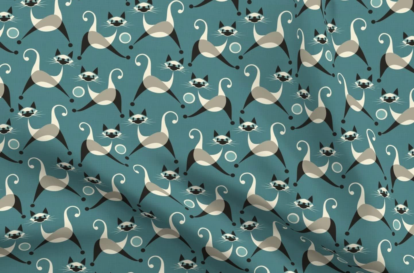 Spoonflower Fabric - Siamese Cats Retro Mid Century Modern Fifties 1950S Boomerangs Kittens Printed on Minky Fabric by The Yard - Sewing Baby Blankets Quilt Backing Plush