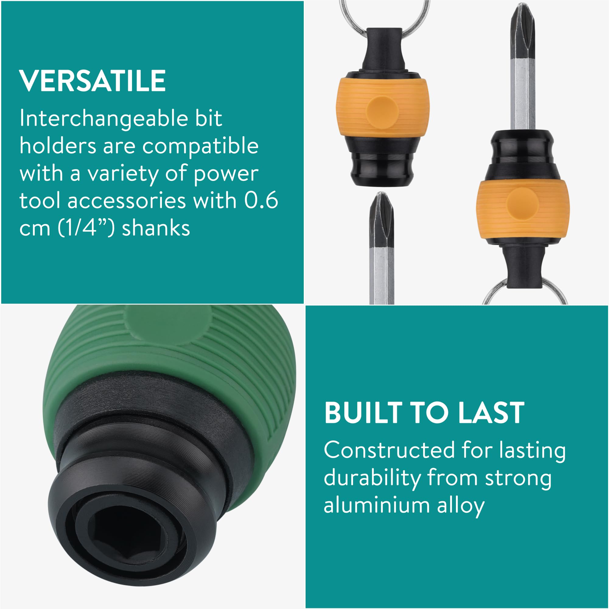 Navaris Bithalter Set – 6 Stück, Magnetisch & Farbcodiert, Für 1/4″ Schaft