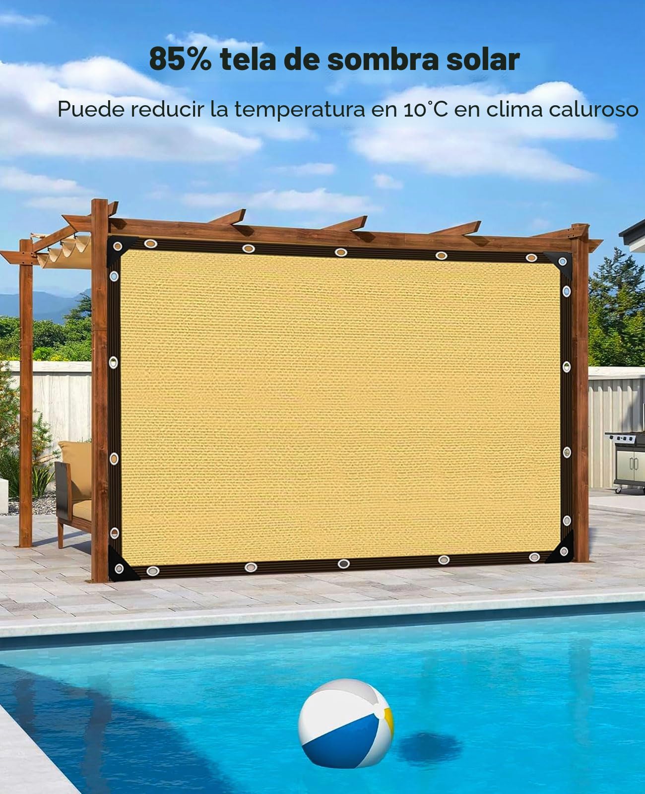 Red de Sombra, Malla Sombra 85% UV Toldo Vela de Sombra, PañO de Sombra Invernaderos Cortavientos para Cubrir con Ojales, para Invernadero/Jardín/Pérgola/Patio Césped