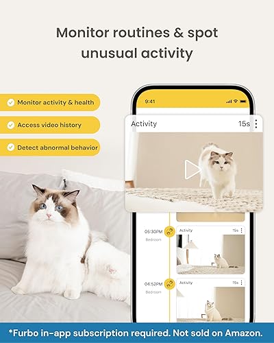 Miniatura 6 de Furbo Cámara para gatos de 360° [requiere suscripción] Desbloqueo con plan de pago: seguridad en el hogar y alertas de seguridad para mascotas