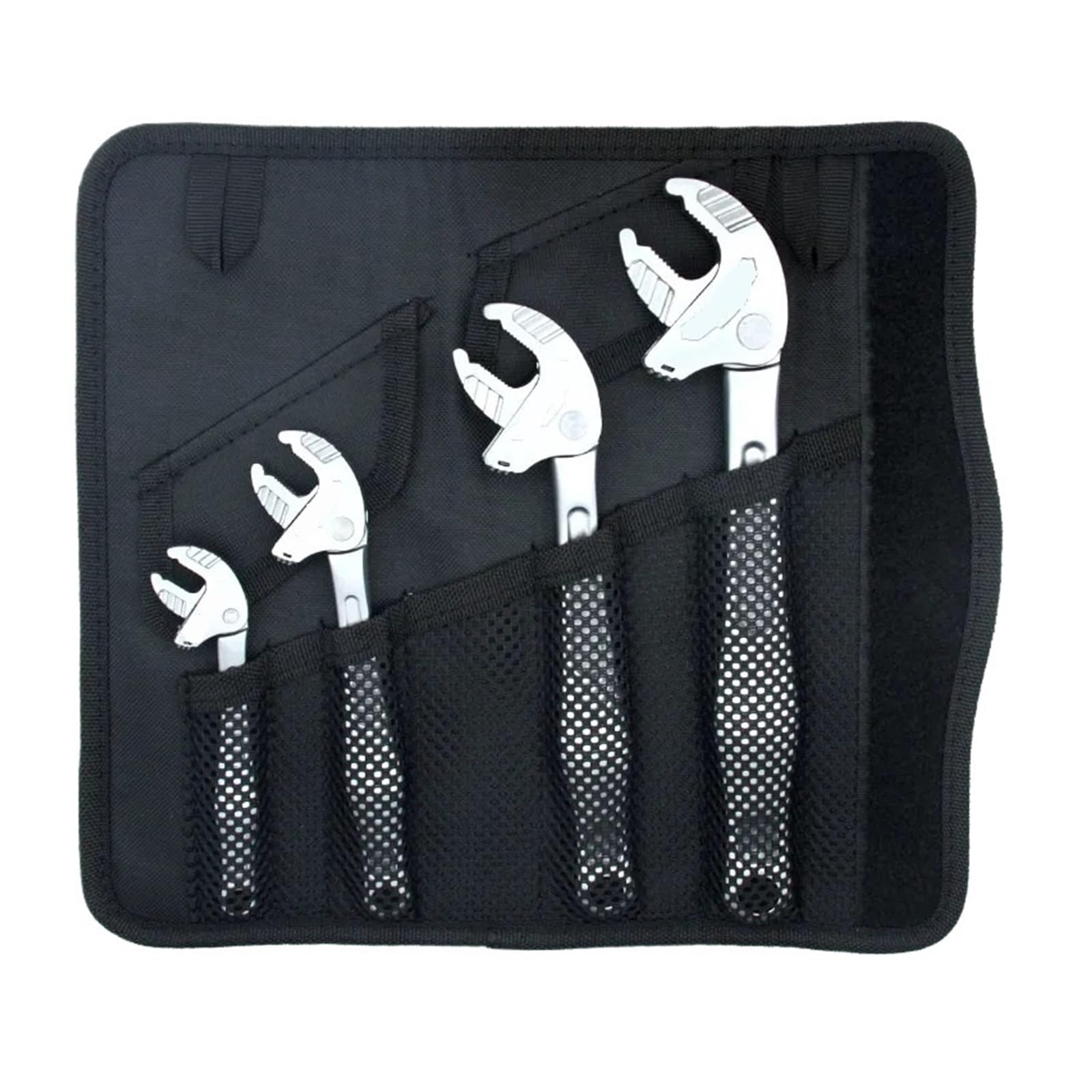 Pinza a Pappagallo ‌Set di 4 chiavi a cricchetto adattive XS, S, M, L a granchio for uso industriale, con design apertura‌(4PCS-Silver)