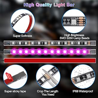 18PCS Motorcycle RGB LED Light Kit with Brake Turn Signal, Multicolor Underglow Lights with APP/RF Remote, Neon Accent Lights Dual Zone Waterproof 12V for Touring, Bagger & Large Cruiser Motorcycle