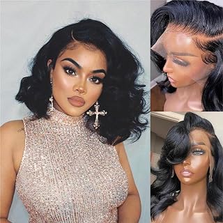 Short Bob Wigs Human Hair 13x4 Lace Front Wigs Human Hair Pre Plucked Wigs for Black Women Short Glueless Wig Body Wave Lace Front Human Hair Wig Beginners Friendly 10 Inch