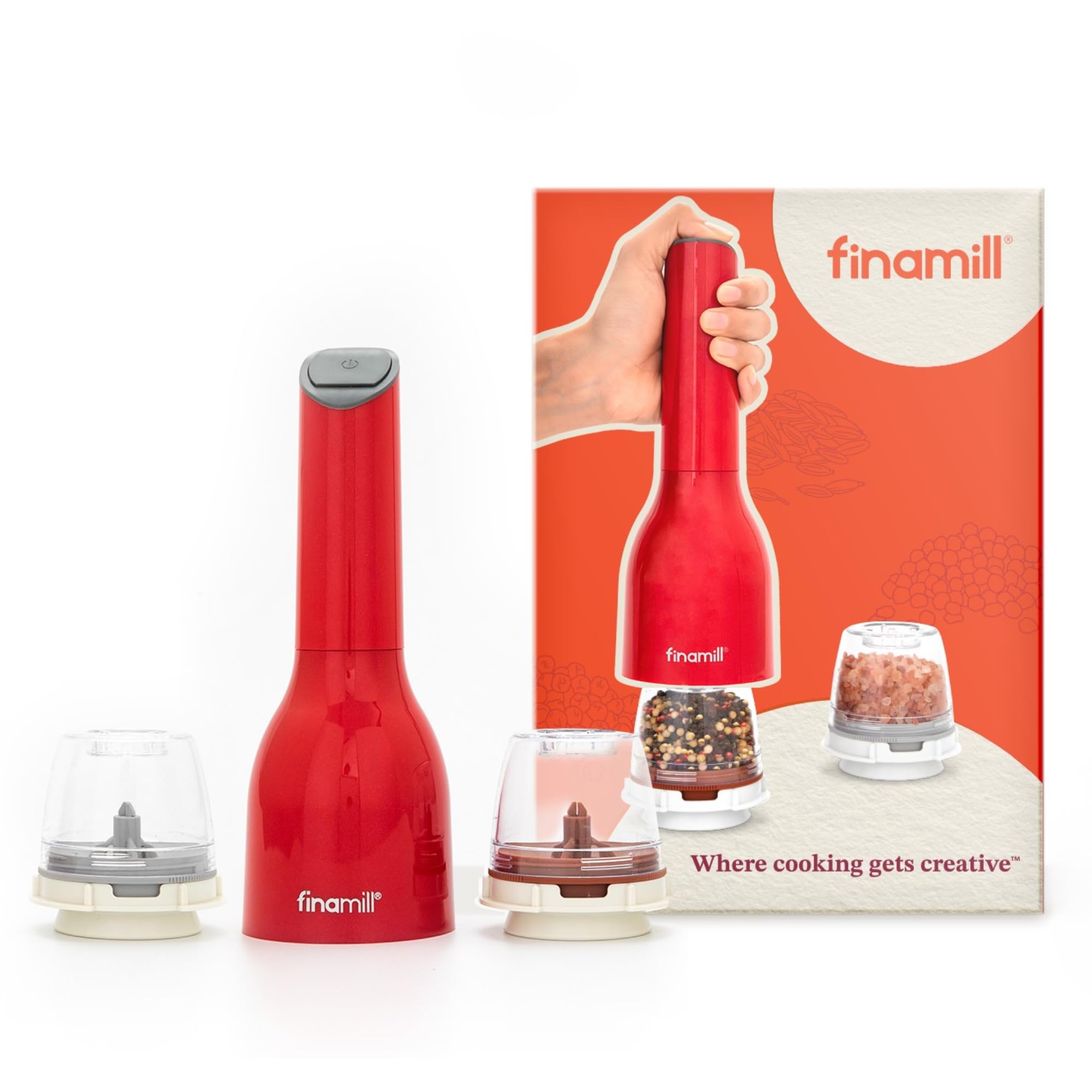FinaMill Classic Battery Spice Mill, Salt &amp; Pepper Grinder Kitchen Gift Set