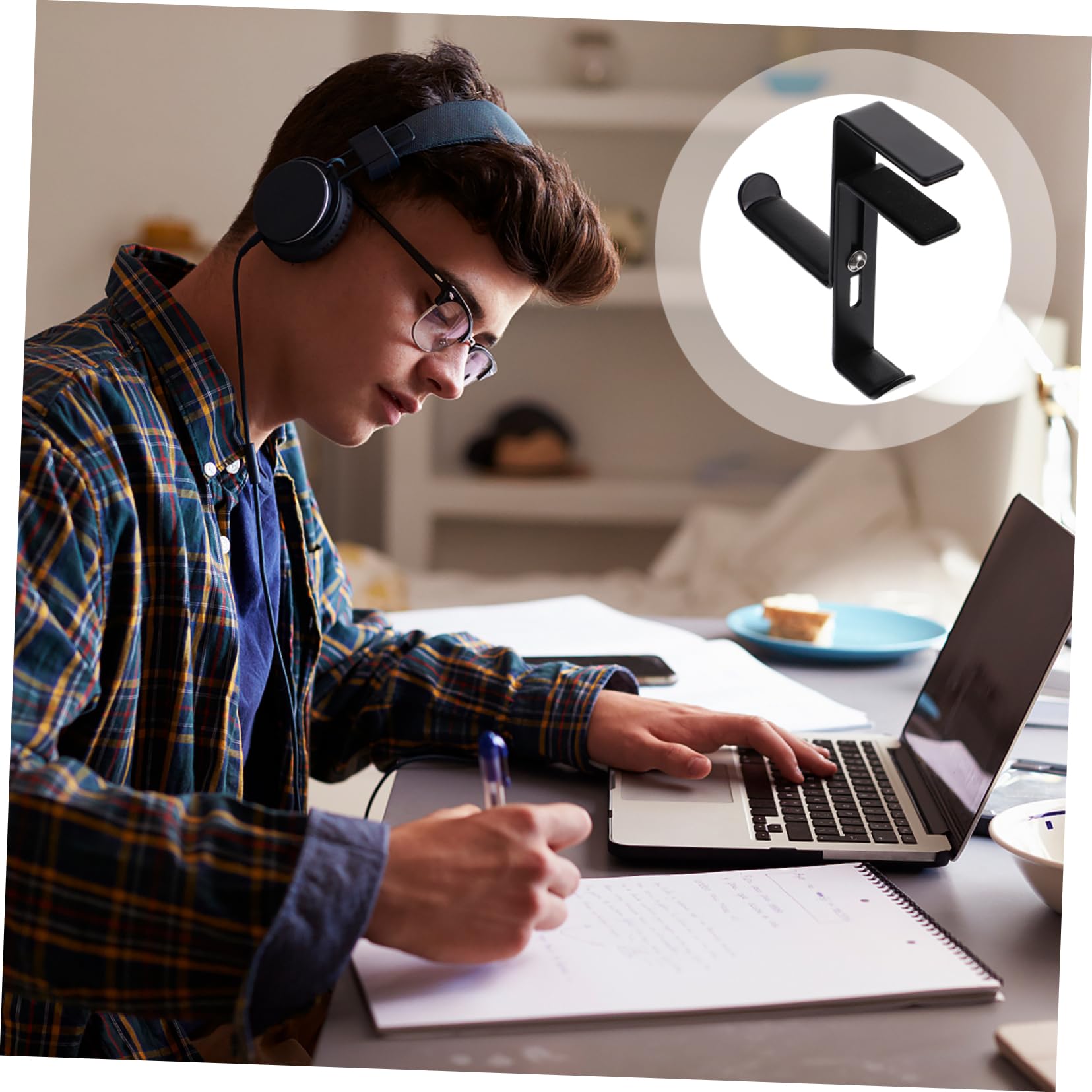Gadpiparty 3pezzi Supporto Regolabile Per Cuffie Metallo Con Gancio Da Scrivania Per Auricolari Installazione Semplice e Design Elegante Protezione Pu Per Headset