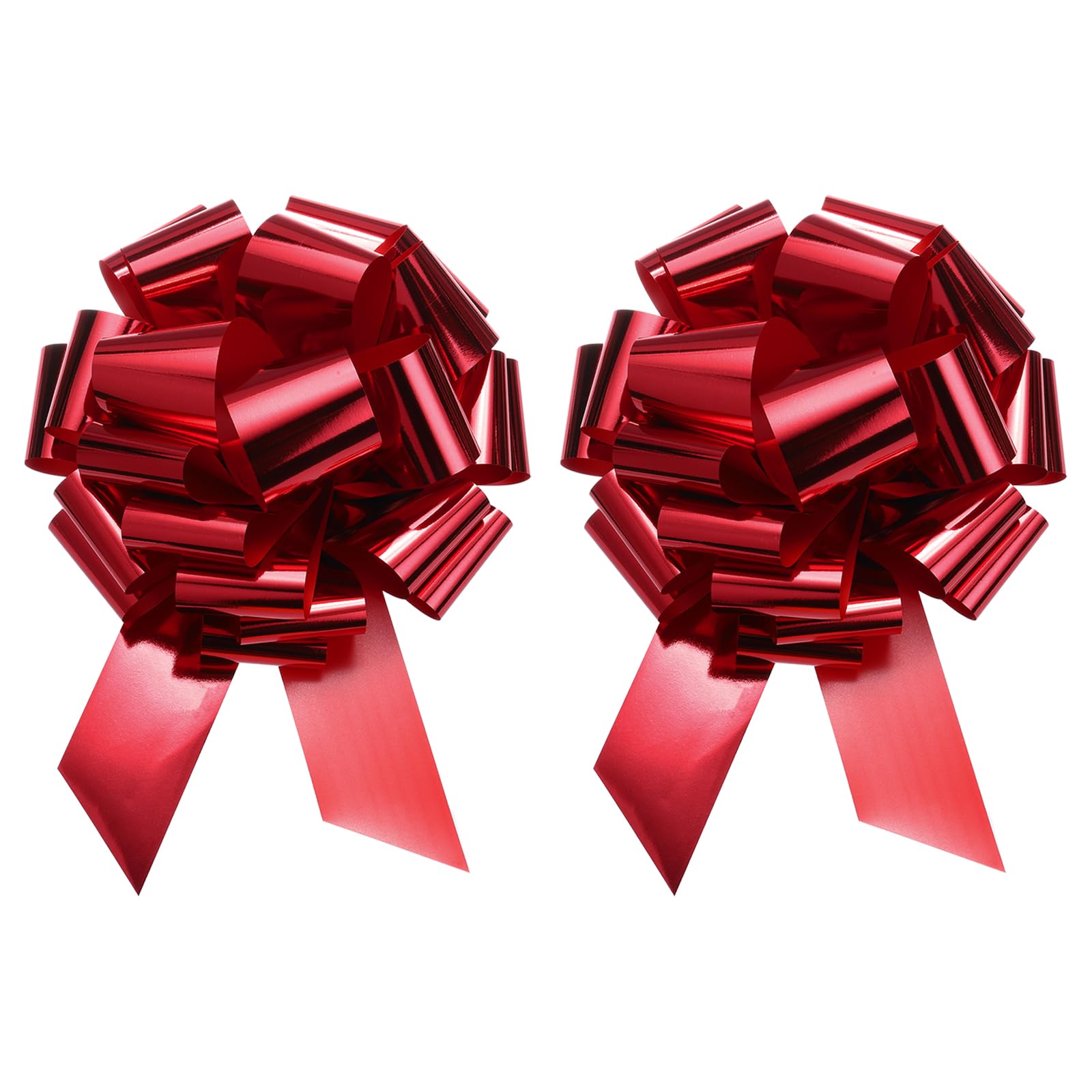 QUARKZMAN 2 Lazos Metálicos para Envolver Navidad Regalos, Extra Gigantes, de 24 Pulgadas/60 Cm, para Cestas de Boda, Regalos, Lazo Grande, Color Rojo