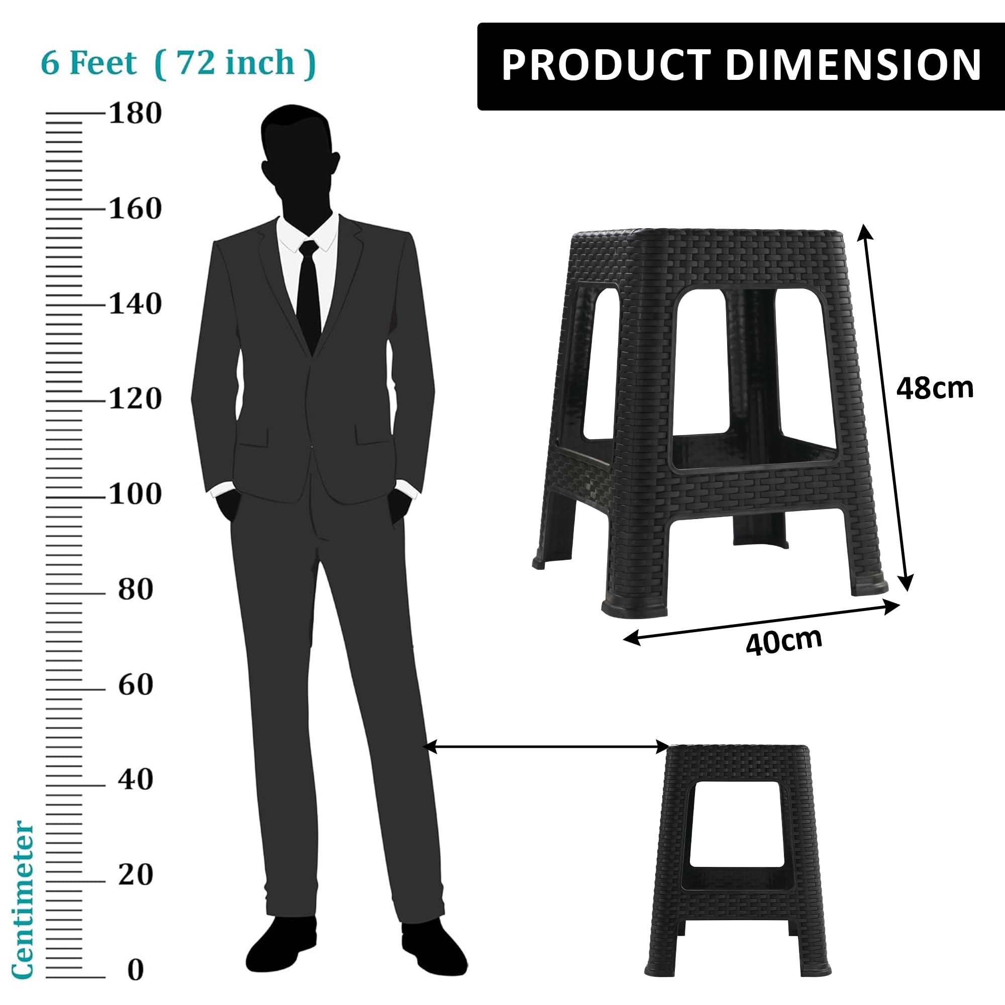 Kuber Industries Optima Stool - Black -3