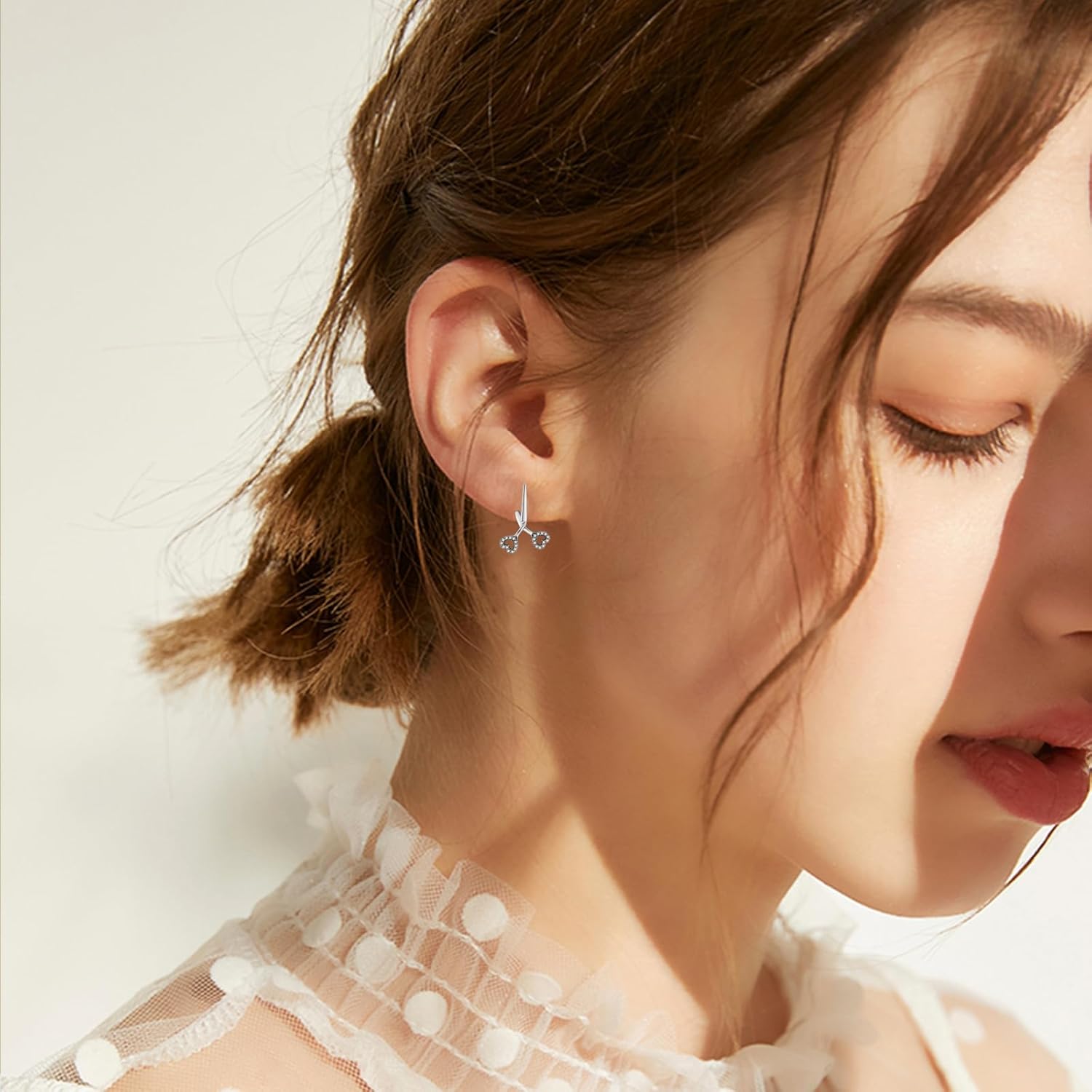 MONGAS Hair Stylist Gifts Sterling Silver Heart Scissors Stud Earrings Hairdresser Hairstylist Jewelry Gifts for Women - Image 3