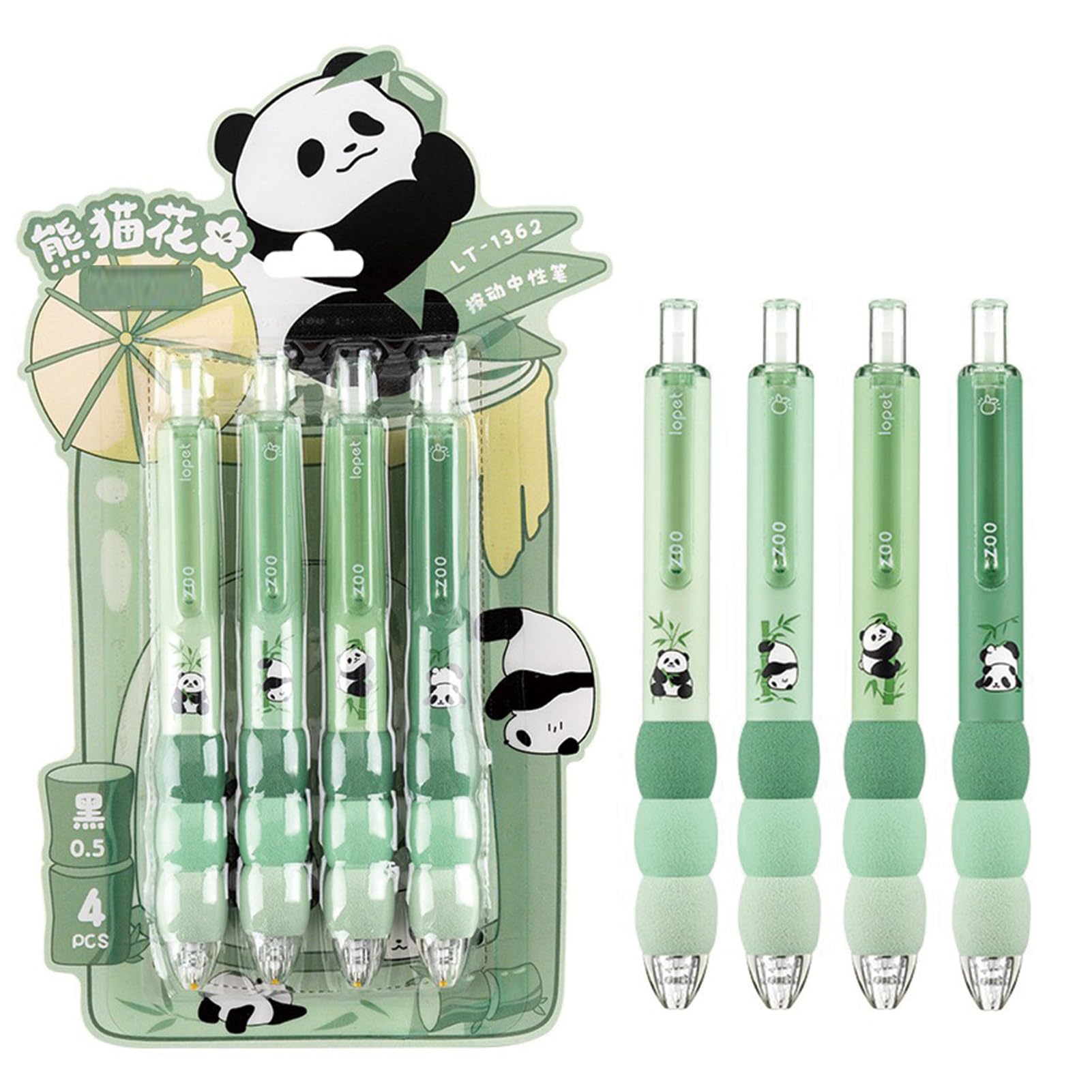 4 Pcs Cute Gel Pens Retractable Cartoon Panda Pens Panda Girls Boys Women Men (0.5mm Black Ink)