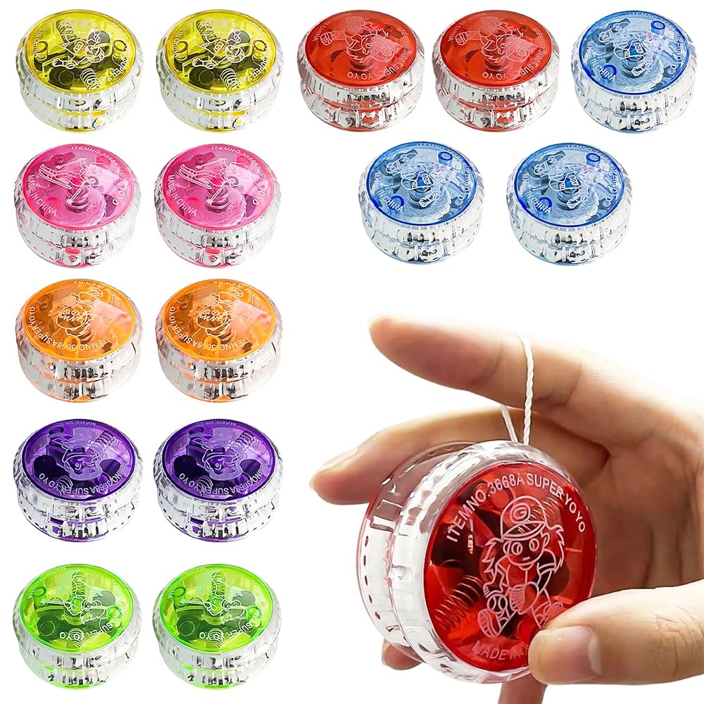 Giocattoli LED Yoyo Luce, 15 Pezzi Reattivo Yoyo, Yoyo Luce Led Per Bambini, Plastica Yoyo Per Bambini Reattivo, Yoyo Bambini Gadget Compleanno, per Regali di Compleanno, Feste e Celebrazioni