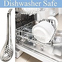 Vista 5 de DEAYOU 10 cucharas ranuradas para servir, cuchara perforada de acero inoxidable 18/10, cuchara de esferificación de 6.5 pulgadas, cucharas pequeñas