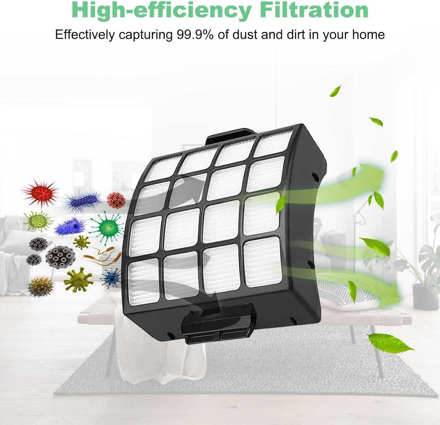 AZ3002 Replacement Filters and Odor Kit for Shark AZ3002 AZ3000 AZ3000W Stratos Duo Clean PowerFins Upright Vacuumm, 2 Filter + 4 Foam & Felt Kit + 4 Odor Neutralizer Cartridges