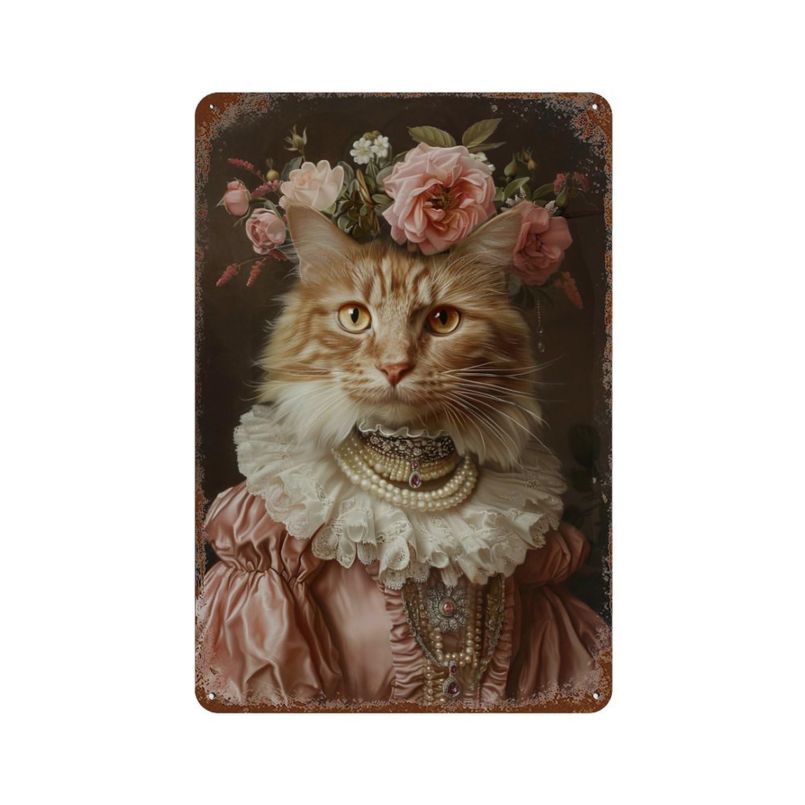 HDURYEYRYY Noble Floral Crown Tabby 03 Wall Retro Iron Vintage Art Metal Tin Sign Poster Modern Home Cofffee Club Art Bar Shop Decor Style 30x20cm