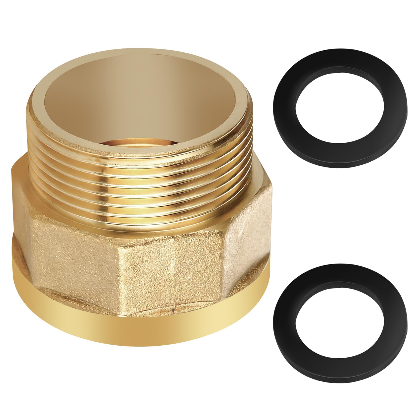 3/4-1 Inch Universal Hose Adapter, Brass Garden Hose Fitting, Rust-Proof Corrosion-Resistant & High-Temperature Resistant,Male to Female Hose Adapter with Leak-Proof Sealing Ring