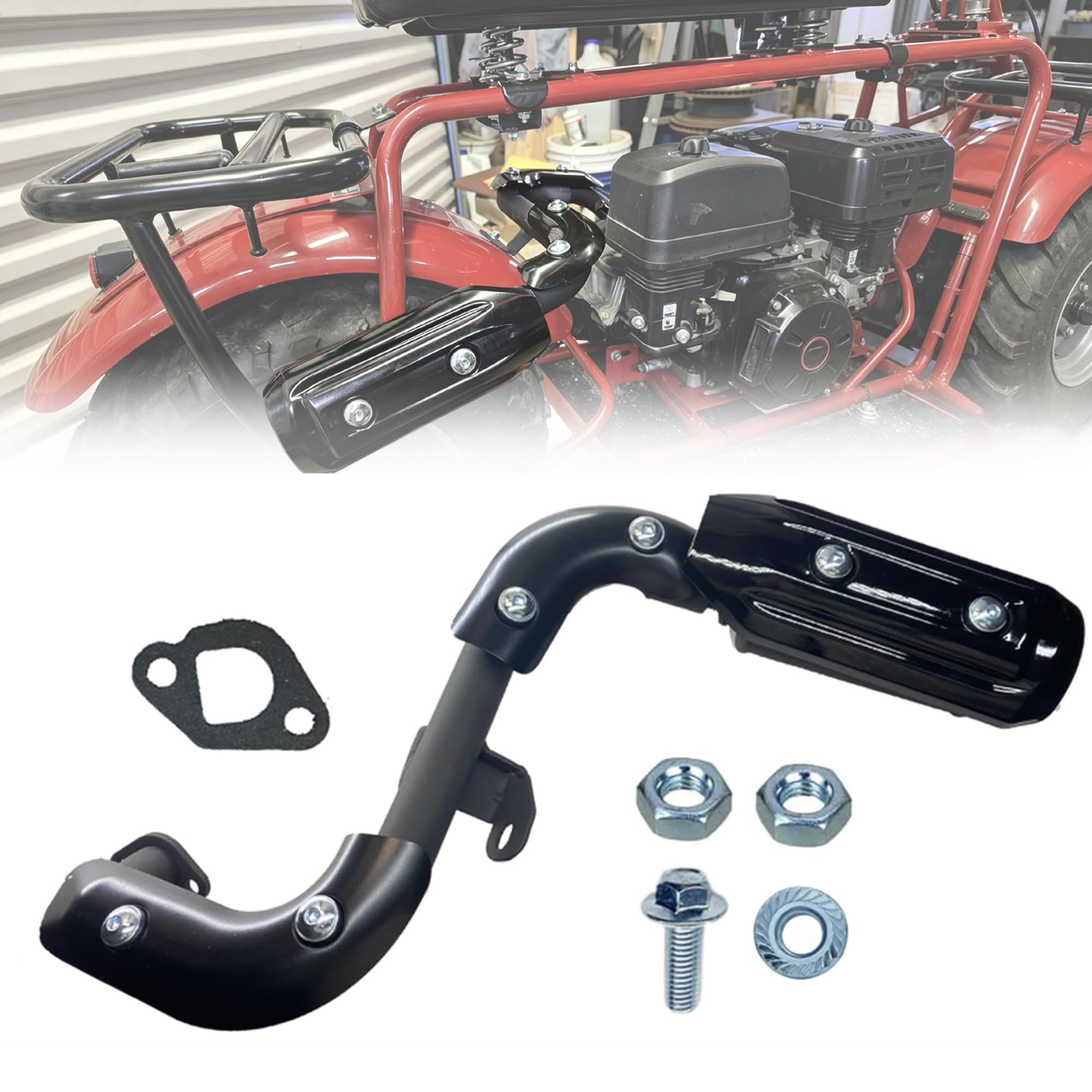 CT200U Performance Mini Bike Exhaust Muffler for CT200U-ex Silencer Kit with Pipe Exhaust for Coleman BT200X,Axis M200 Minibike with Heat Shield Protection : Automotive
