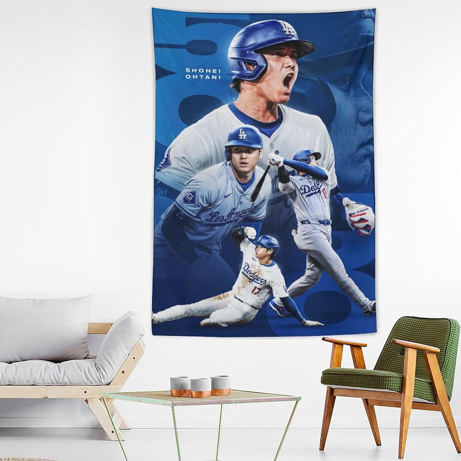 大谷翔平野球選手アートタペストリー 浴室、寝室、リビングの装飾壁画、現代風の住宅装飾額付け画60"x90"