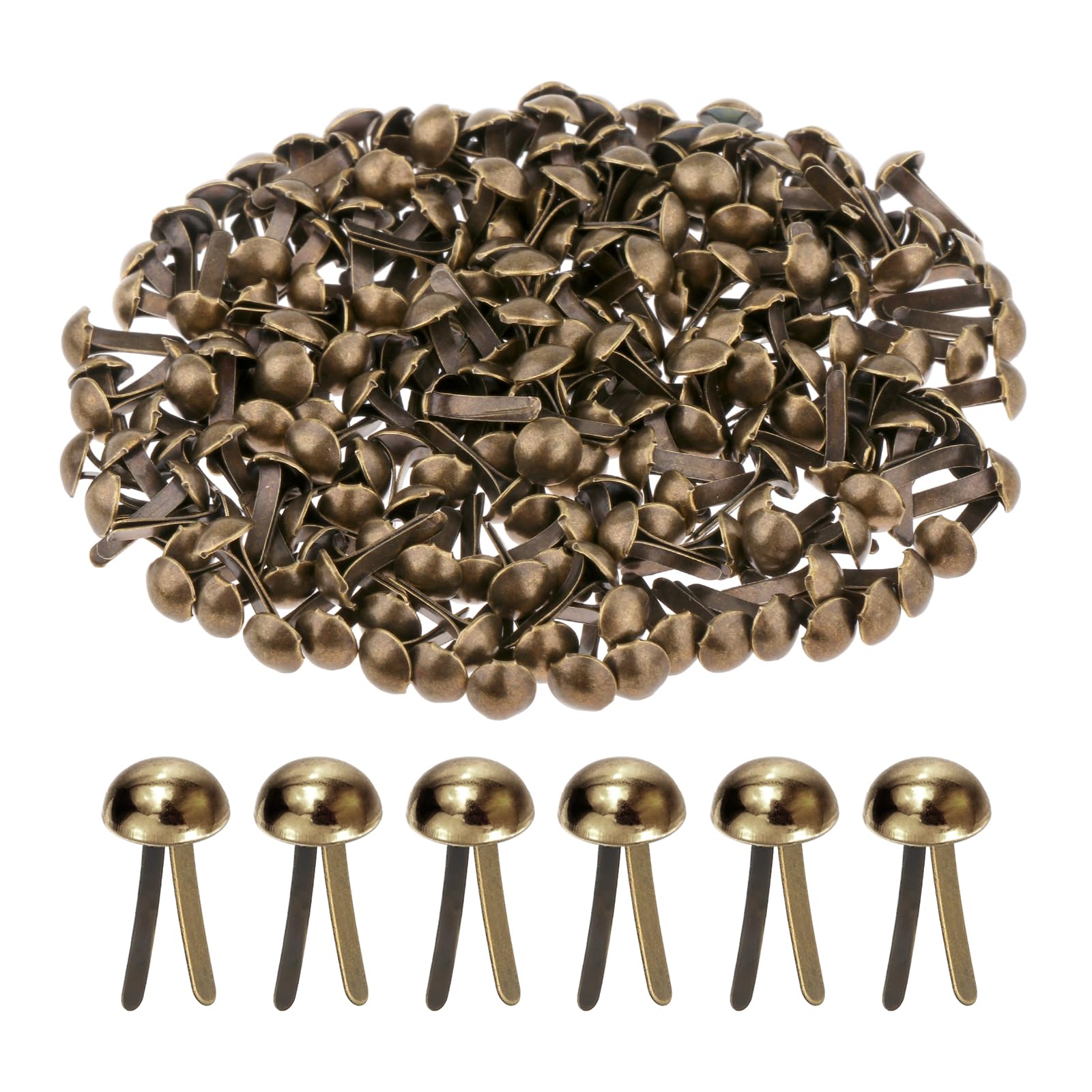 Milageto 200 Round Head Paper Fasteners Brads for Scrapbook Crafts 4.5mm, Bronze