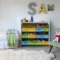 Vista 5 de SONGMICS, Organizador y contenedores de almacenamiento, Unidad de almacenamiento de juguetes para niños con 9 Extraíbles de Tela No Tejida, Estante