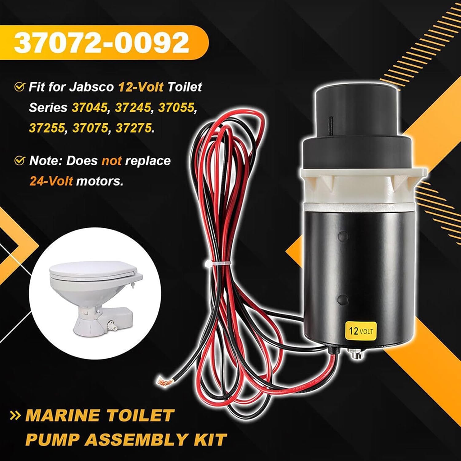 37072-0092 Kit Di Sottoassemblaggio Motore Maceratore Pompa Wc Marina, Kit Di Montaggio Per Pompa Per Wc Marino Con Scarico Silenzioso, Per 37045 37245 37055 37255 37075 37275 12v