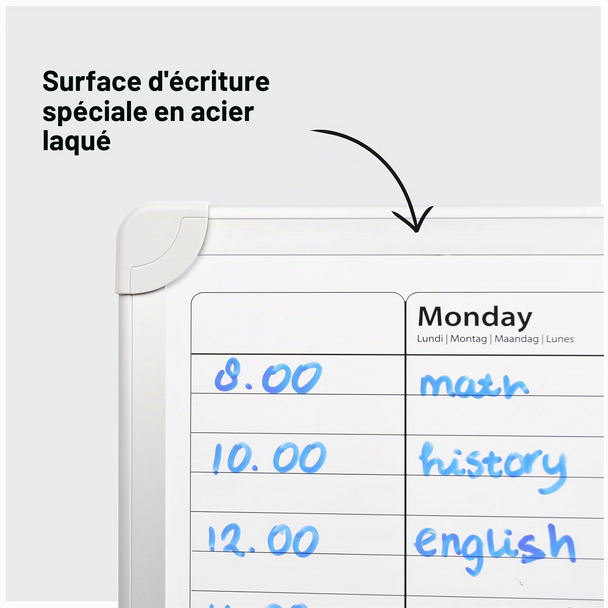 DESQ Planning hebdomadaire, Magnétique, Cadre en aluminium, 60 x 90 cm, Business Classy Design, Français