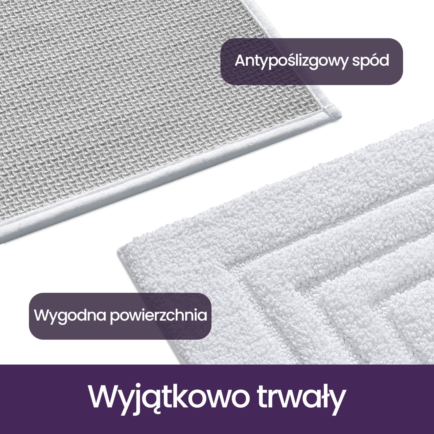 DEXI Mata łazienkowa, antypoślizgowa, nadaje się do prania w pralce, bardzo chłonna, z mikrofibry, na podłogę w łazience, prysznicu, wannie, 60 x 110 cm, biała