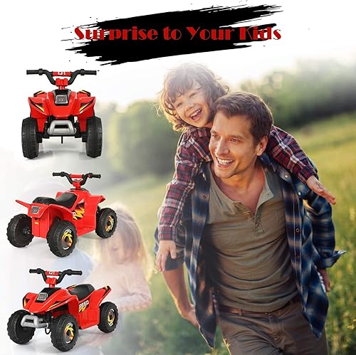 Miniatura 6 de OLAKIDS Vehículo de juguete cuádruple motorizado de 6 V para niños pequeños vehículo eléctrico de 4 ruedas con batería para niños y niñas con