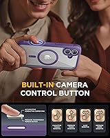 Vista 221 de Miracase Funda magnética para iPhone 14 de 6.1 pulgadas, protector de pantalla de vidrio templado integrado + protector de lente, compatible