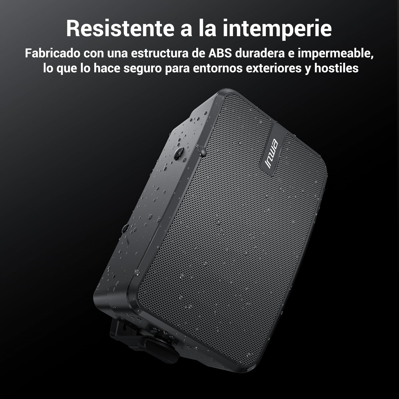 Inwa Altavoz Bluetooth para exteriores de 500 W, altavoz de pared activo/pasivo, IPX5, inalámbrico, estéreo, auxiliar, para interiores, exteriores cubiertos (par, MZ660, RMS 50 W)