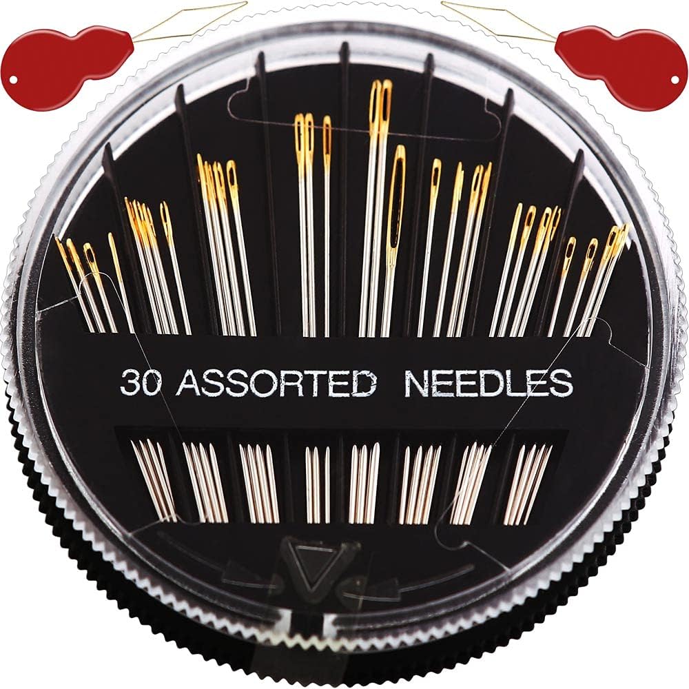 Premium Needles, Sewing Needles for Hand Sewing, 30-Pack Assorted Needles with 2 Threaders, Sewing Needles, Needles, 6 Lengths, Embroidery Needles with Large Hole, Large Eye Stitching Needles