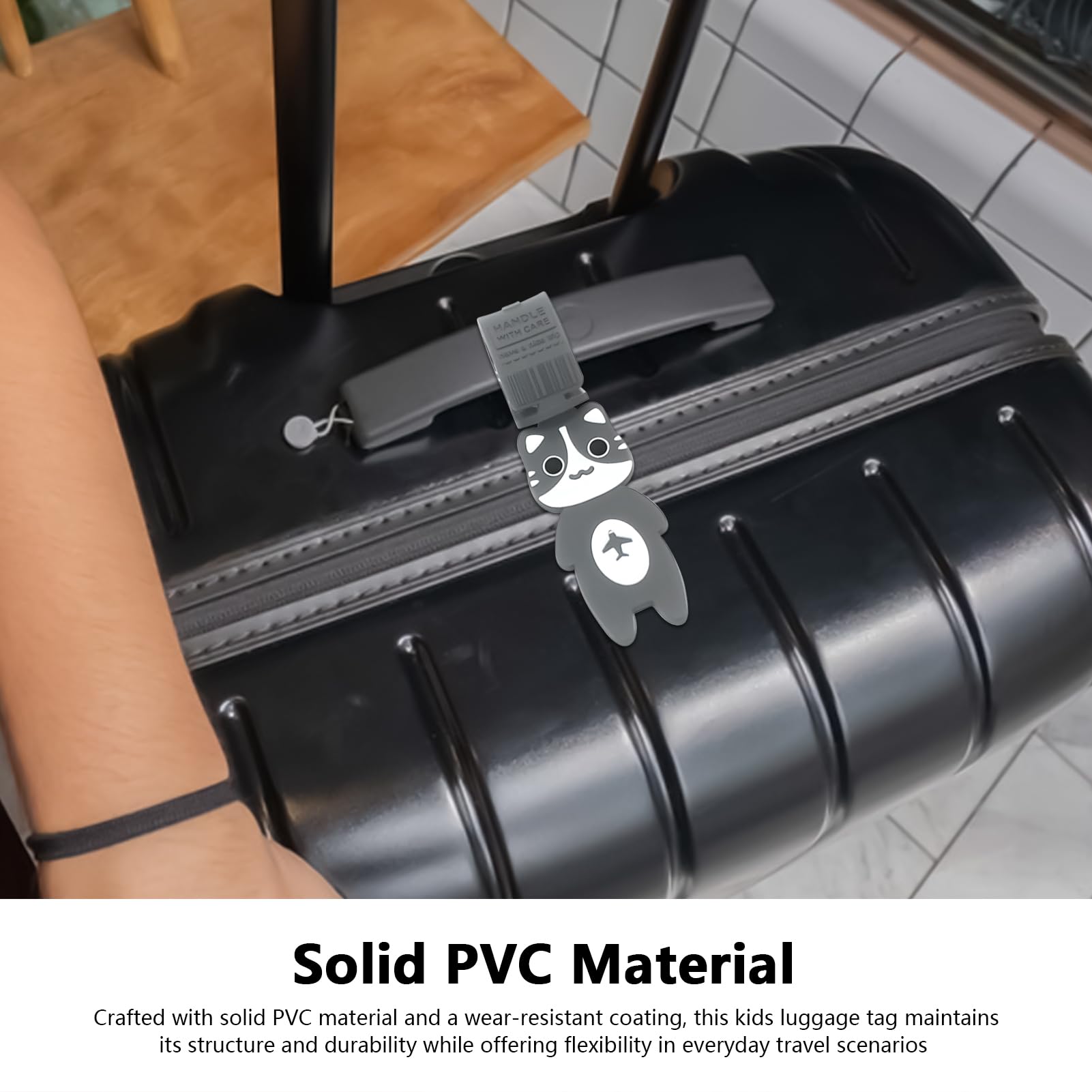 Étiquette de Bagage Mignonne - Identificateur Valise Garçon | Sangle d'Identification Design Chat Mignonne Porte-Clés Nom pour Aéroport École Plage Camping Sport Salle de Sport Croisière