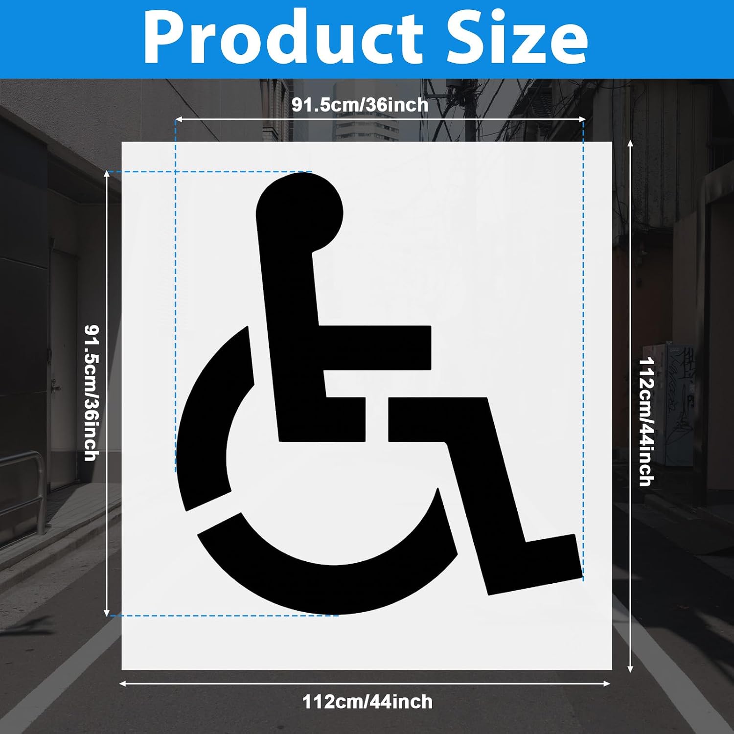 36 x 36 Inch Handicap Parking Stencil, Silicone Parking Lot Stencil