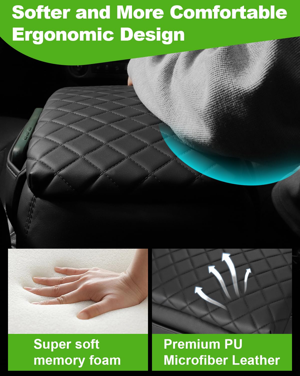 Für Jeep Wrangler JK JKU 2011–2017 Mittelkonsole Abdeckung Armlehne Abdeckung Jeep Zubehör Armlehne Pad Konsole Kissen Deckel Schwarz Leder mit Taschen