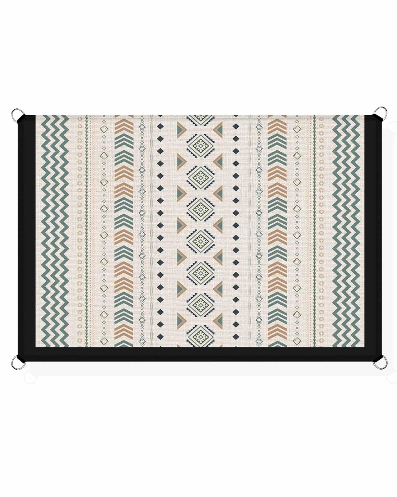 Boanket Sun Shade Sail 8' x 10', Teal Geometric Rectangular Waterproof Outdoor Sun Shades, Contemporary Abstract Art Rustic Shade Cloth for Patio Deck Terrace Garden Lawns Beach Backyard