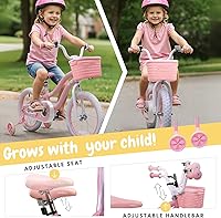 Vista 2 de Girls Bike for Kids Ages 2-5 Years, 12 14 16 Inch Kids Bike with Training Wheels, Basket & Streamers, Pink Little Girls Bicycle with Coaster Brake