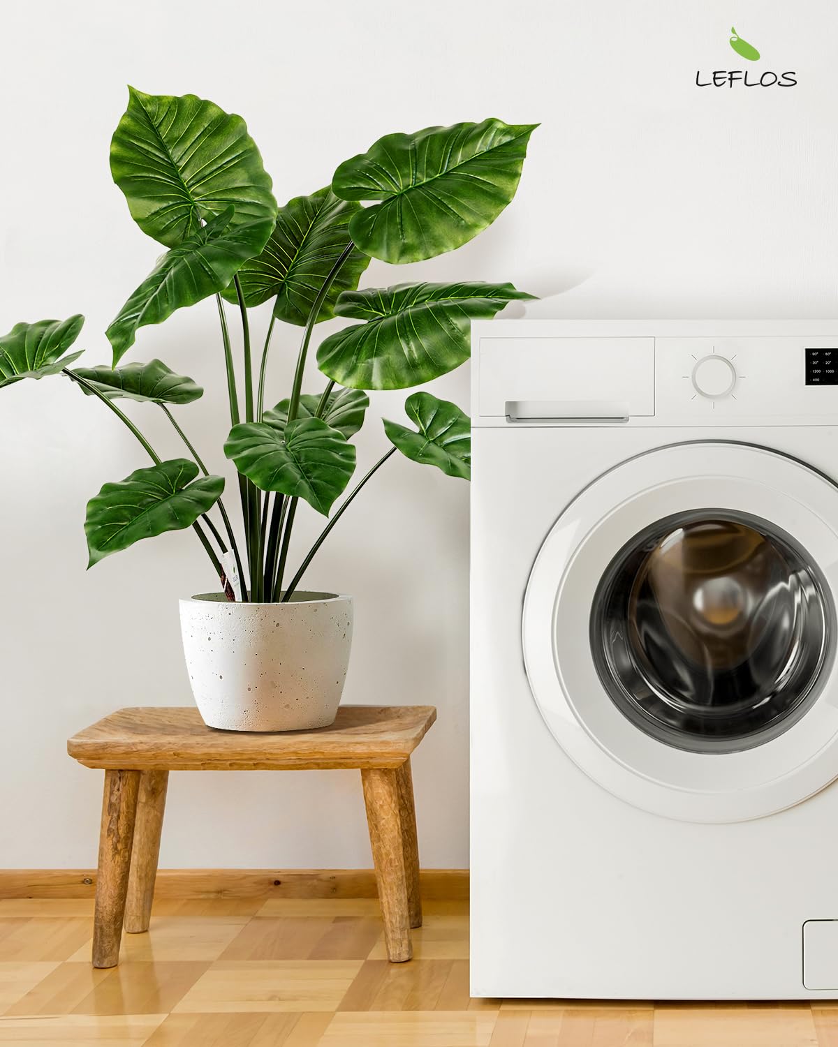 90cm Planta Artificial Monstera Deliciosa para Interior, Alocasia Planta en Maceta Artificial, Pequeño árbol Tropical Artificial en Maceta Blanca