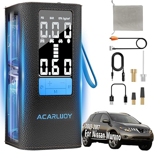 Compresor de aire portátil para neumáticos de automóvil, inflado 3 veces más rápido, apto para batería Nissan Murano 2003-2007, 6000mAh, pantalla