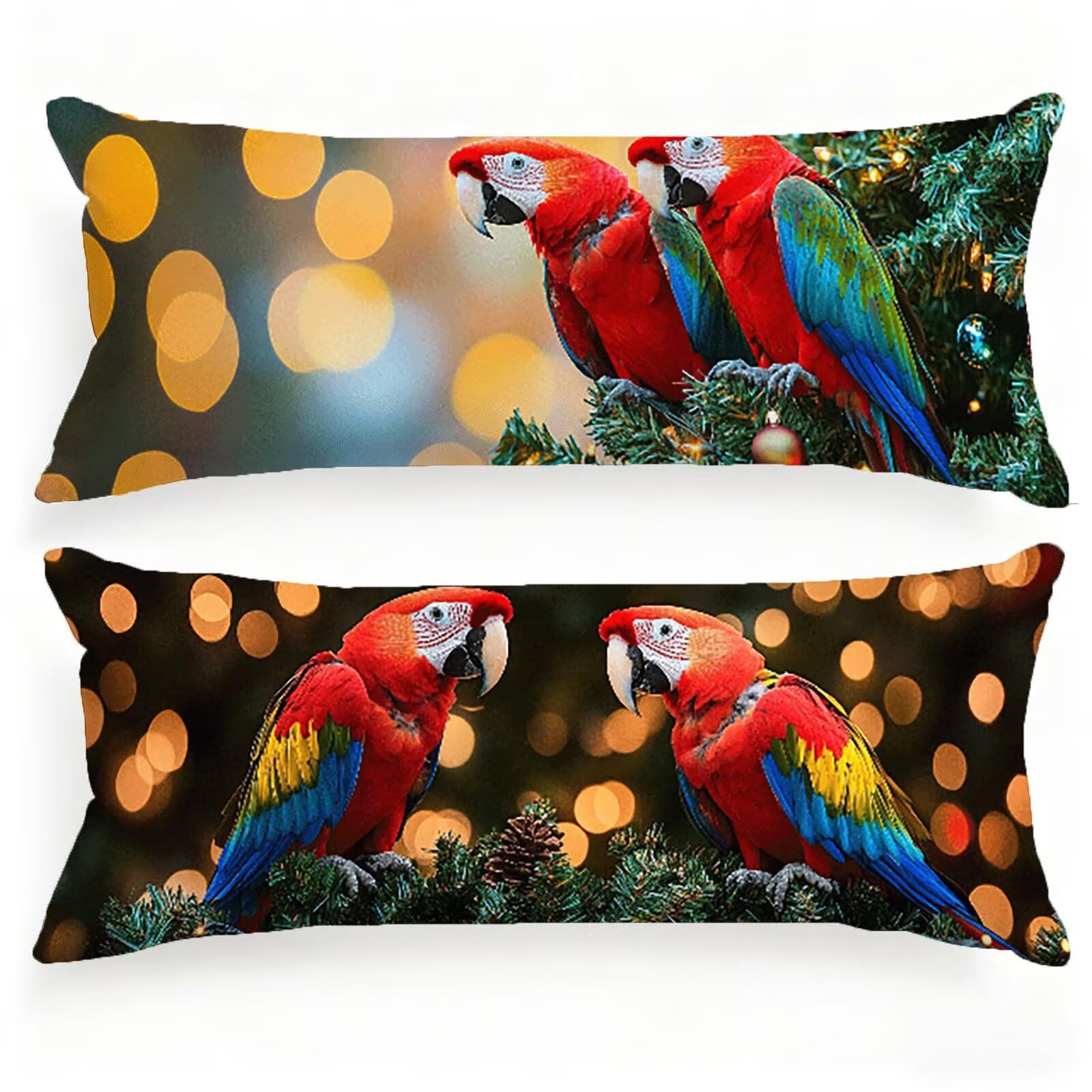 Housse de Traversin 180 cm Perroquet Taie d'oreiller 60 x 180 Lot de 2, Housse de Coussin Oiseau Taie de Traversin Lin Protège Oreiller HD Double Face Impression pour Salon Chambre Lit Canapé, Model39