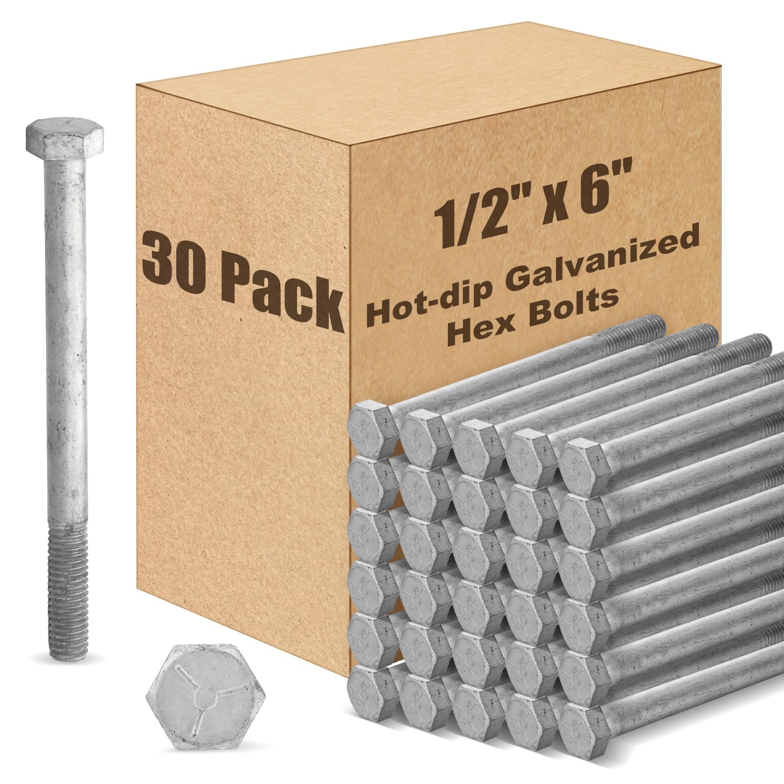Boulons hexagonaux galvanisés pour projets de construction extérieure - 8