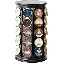 Coffee Pod Storage Compatible with Keurig Kcup Cafe Carousel, 360 Rotating K Cups Pods Carousel Holder, Kcup Storage Organizer Stand with 40 Keurig Kcup Pods Black