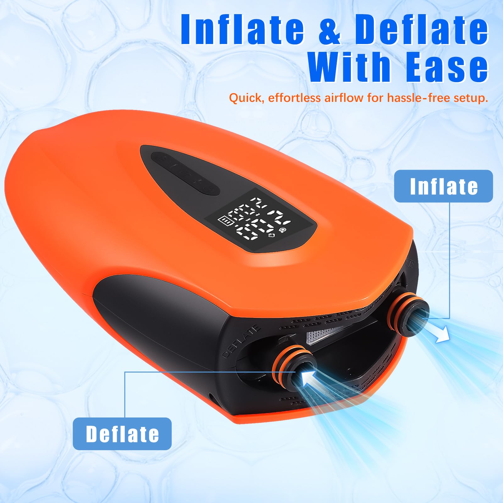Pompe à air électrique 20 PSI haute pression - Pompe à air SUP électrique - 12 000 mAh - Batterie rechargeable - Avec lumière LED - 12 V CC - Pour bateau gonflable, matelas gonflable