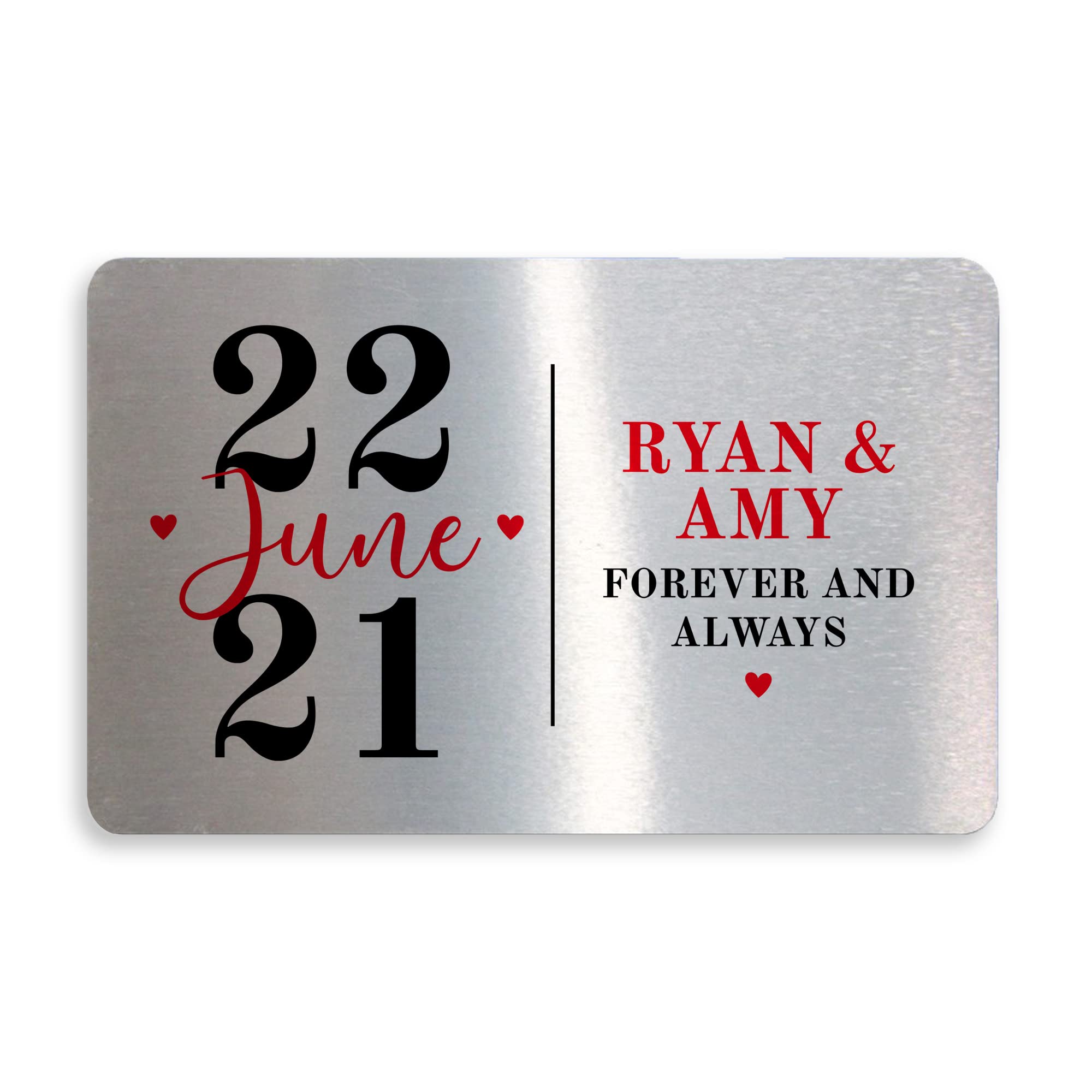 Personalised Valentines Anniversary For Him Her Metal Card Forever Always Gift