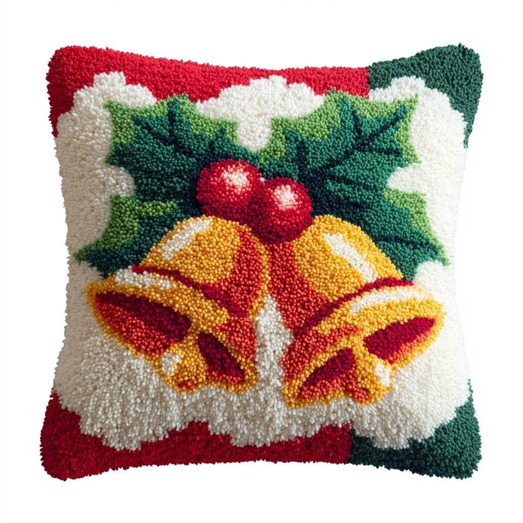 WallustrioaW Latch Hook Cushion Kit for Adults Beginners,Christmas Bells