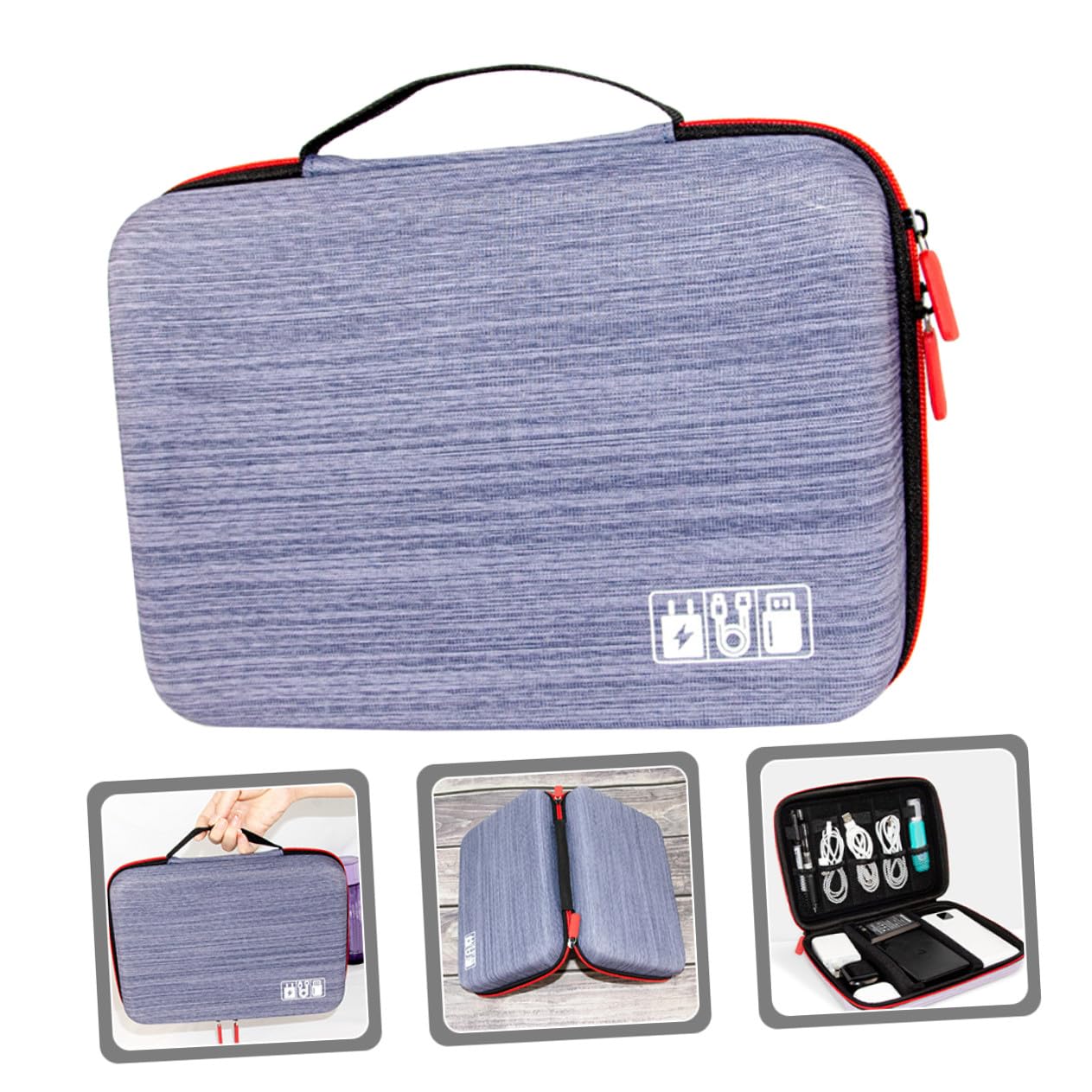 Bolsa Organizadora de Cables de Datos Ligera y Portátil Resistente al Agua Tela Oxford y Eva para Almacenamiento Seguro de Accesorios Electrónicos