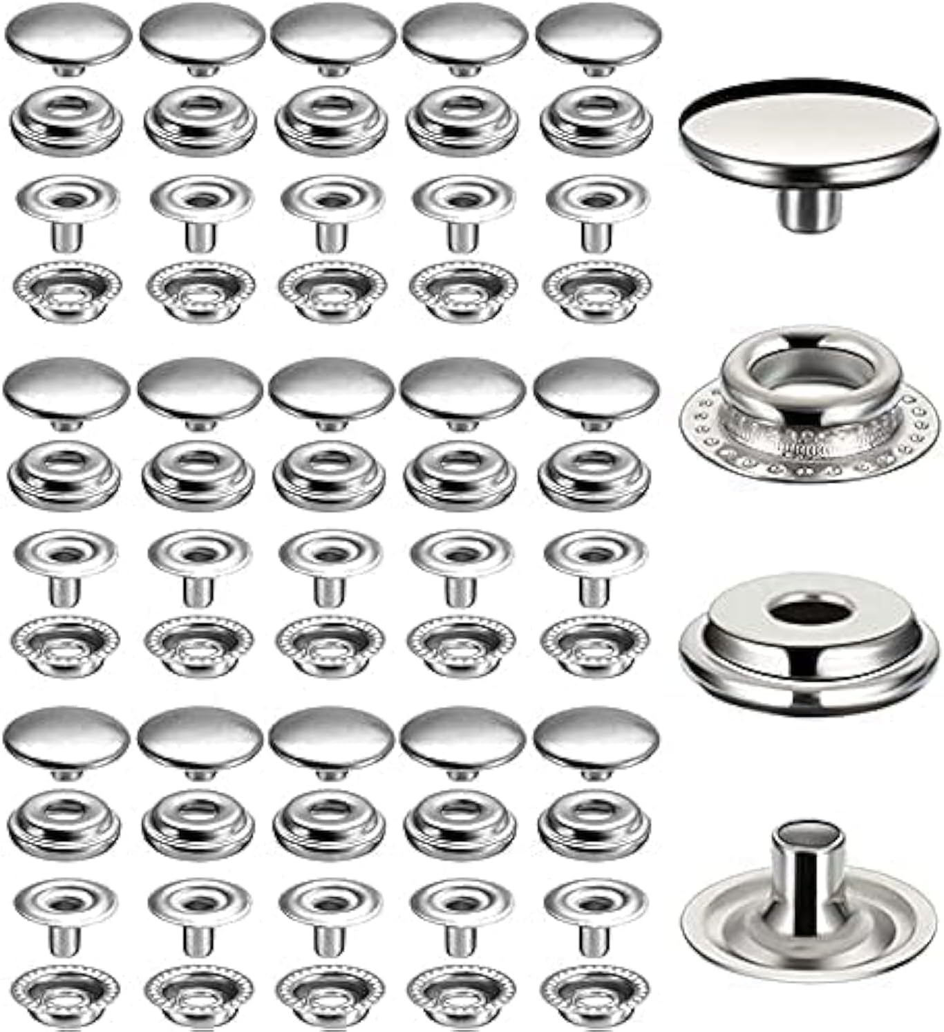 – 240pcs Snap Fastener Kit, BetterJonny 15mm Heavy Duty Canvas Snap Button Stainless Steel Press Stud Cap for Boat Bag Leather DIY Craft…
