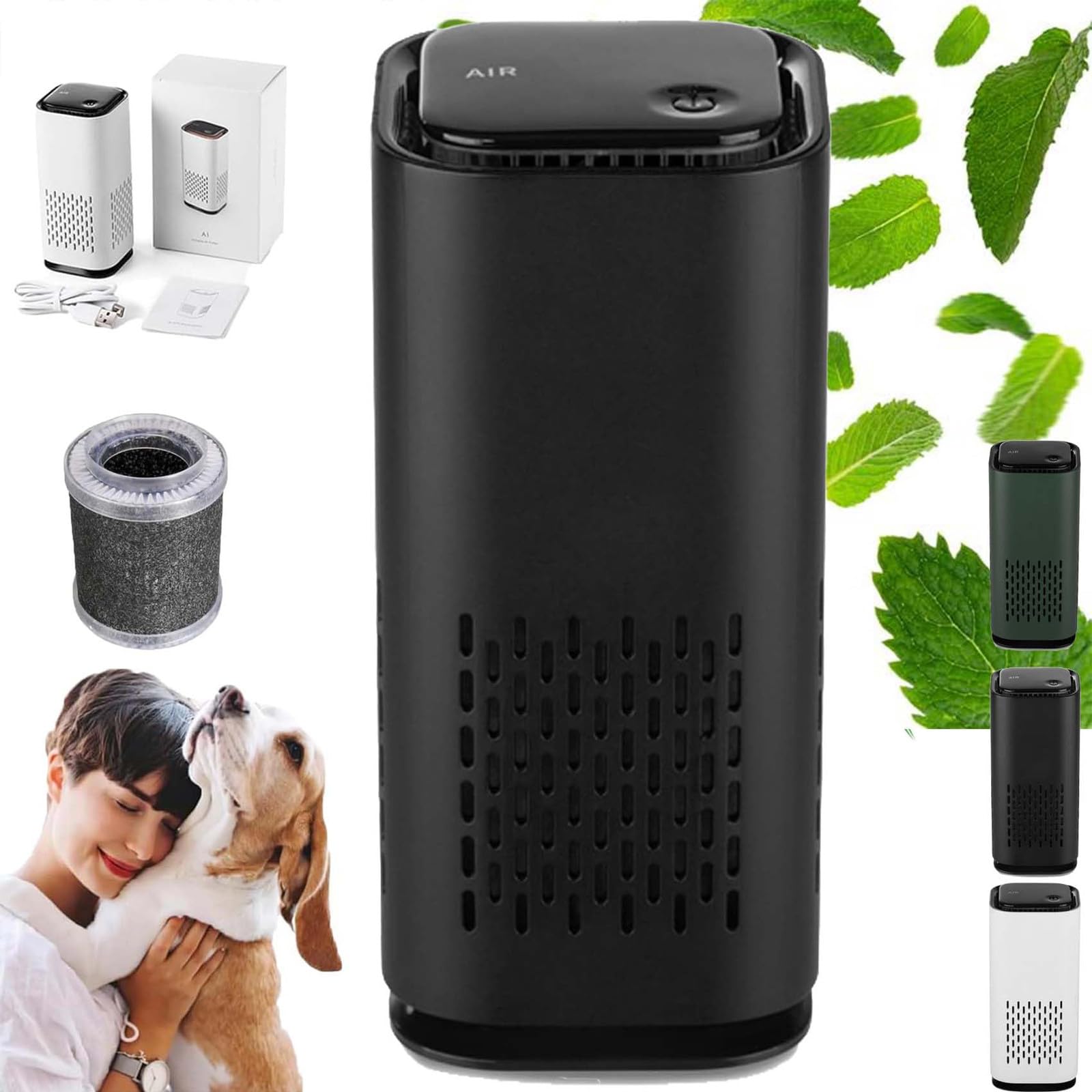 Puppy Mothers Pet Air Purifier Air Purifier with HEPA 3-in-1 Filter Quiet 360 Intake Air Cleaner for Smoke