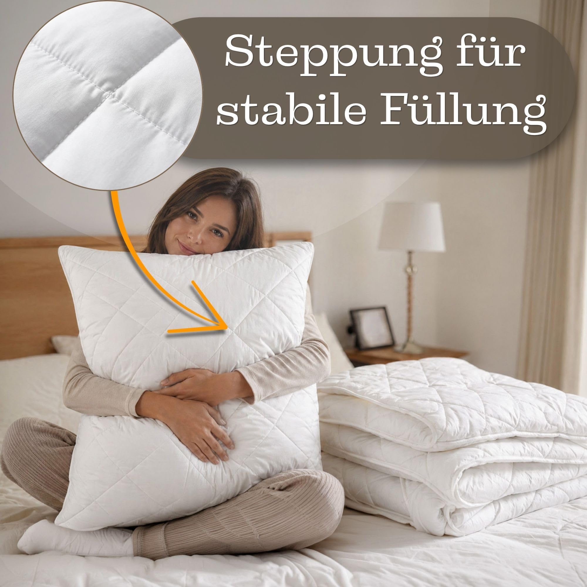 Ganzjahresdecke Bettdecke Set: 2 Stück 135x200 + 2 Stück 80x80 cm - Bettdecken Duvet Bett Decke Steppdecke Schlafdecke Steppbettdecke Quilt mit Füllung aus Microfaser weiß Oeko-Tex-Zertifikat