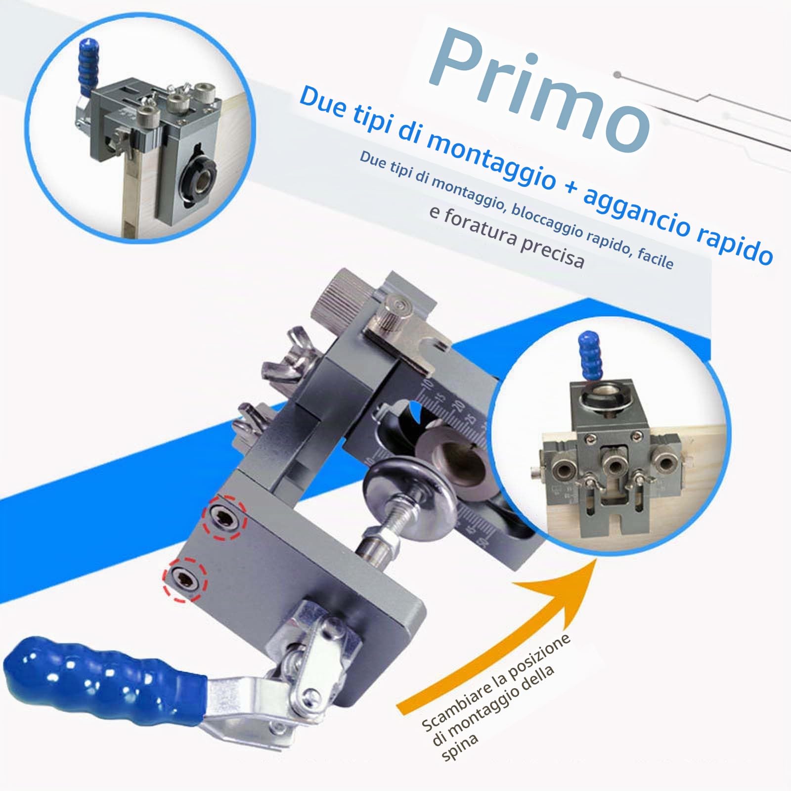 Kit Di Guida Per Trapano, Kit Maschera Per Fori Tascabili 3 In 1, Guida Di Perforazione Regolabile Localizzatore Di Punzoni Strumenti Di Falegnameria, Guida Localizzatore Jig