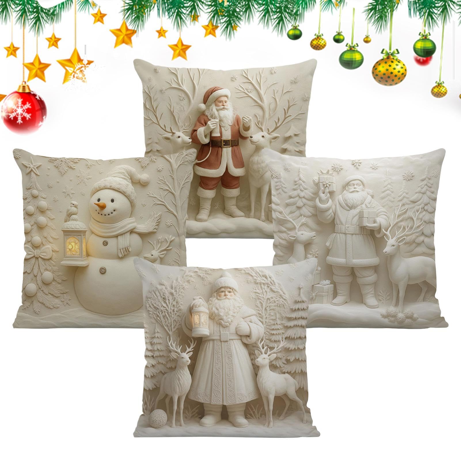 Housses de coussin 43x43 cm de Noël : décoration pour chambre, salon, lit et canapé