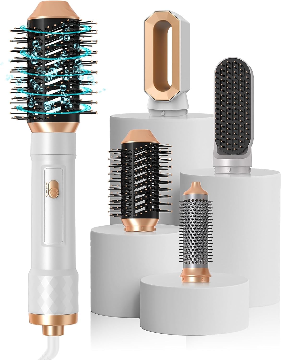 4 in 1 Hot Air Brush for Women,Yitrust Hair Dryer Brush,Negative Ion Interchangeable Style Drying Brush & Volumizer with 4 Brush Heads, Ceramic Curling Iron Brush, Hairdryer Brush for All Hair Types