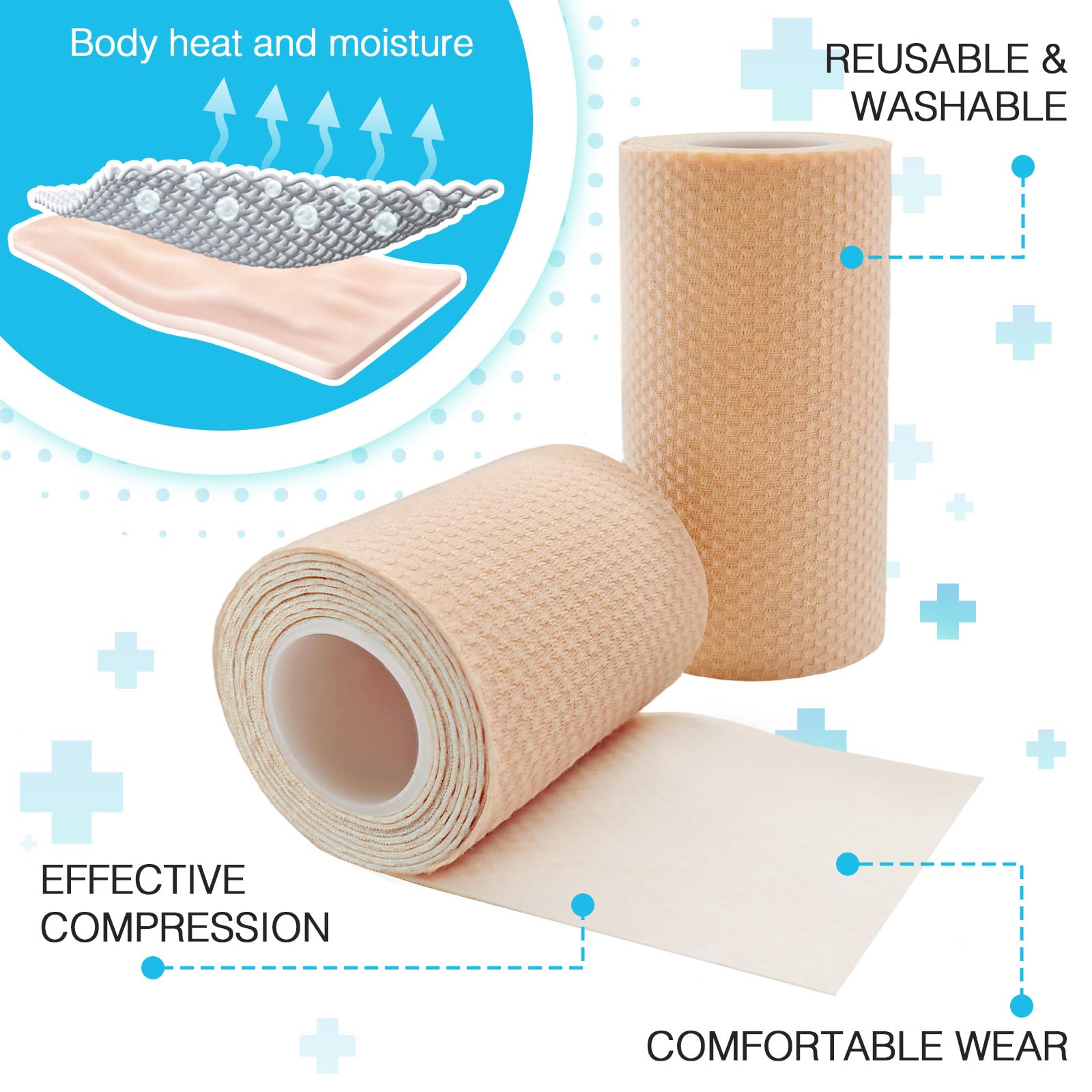 OK TAPE Short-Stretch Compression Bandage Wrap with Velcro, 2-Layer — Amazon image 2